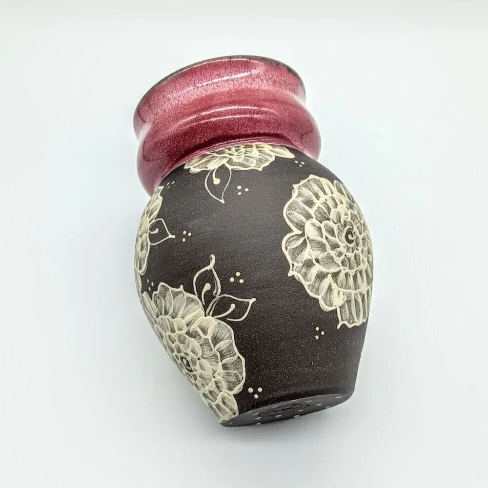 Kate Hevers Studio Art Pottery Raspberry Rose Vase